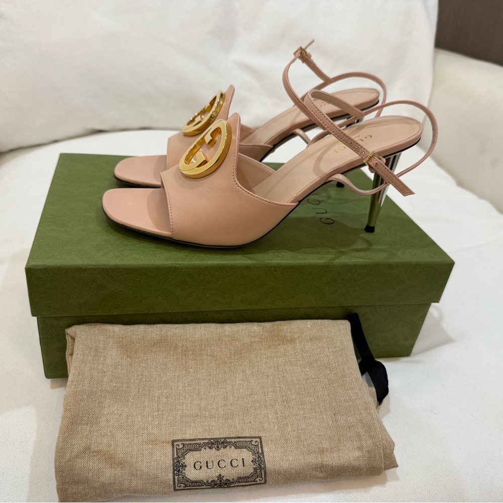 Authentic Gucci Elegant Blush Heels. NIB W/ dust bags 39.5 Genuine Napa leather